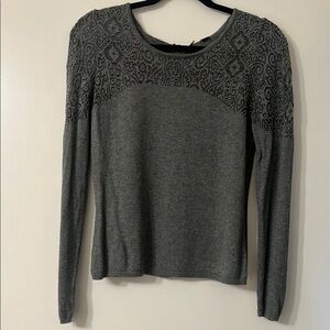 Gray Lace Detail Sweater